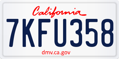 CA license plate 7KFU358