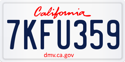 CA license plate 7KFU359