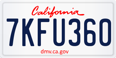 CA license plate 7KFU360
