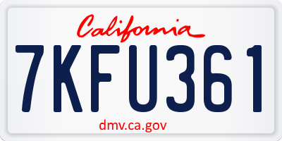 CA license plate 7KFU361
