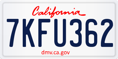 CA license plate 7KFU362