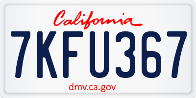 CA license plate 7KFU367