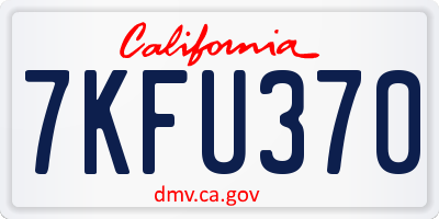 CA license plate 7KFU370