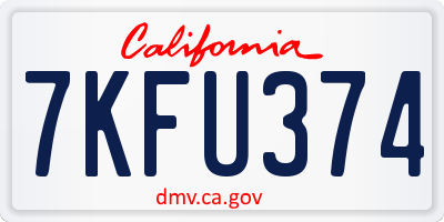 CA license plate 7KFU374