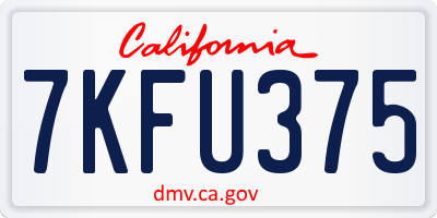 CA license plate 7KFU375