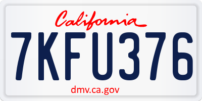 CA license plate 7KFU376