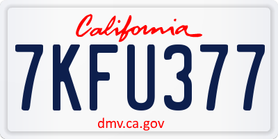 CA license plate 7KFU377