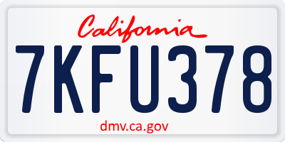 CA license plate 7KFU378