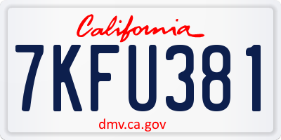 CA license plate 7KFU381