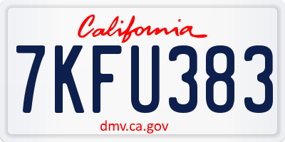 CA license plate 7KFU383
