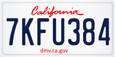 CA license plate 7KFU384