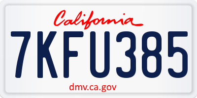 CA license plate 7KFU385