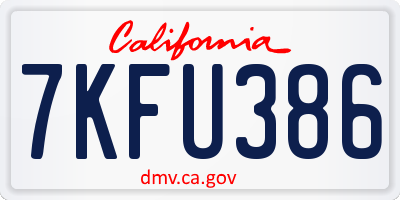 CA license plate 7KFU386