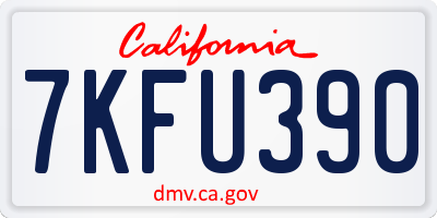 CA license plate 7KFU390