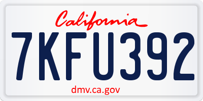 CA license plate 7KFU392