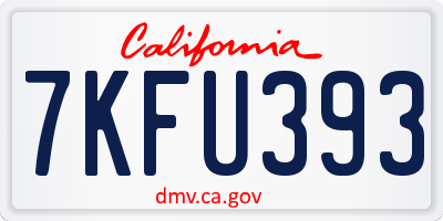 CA license plate 7KFU393