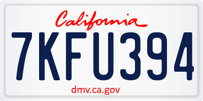 CA license plate 7KFU394