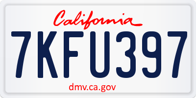 CA license plate 7KFU397