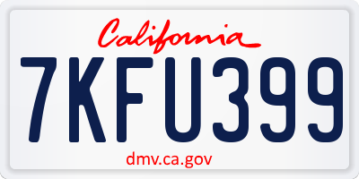CA license plate 7KFU399