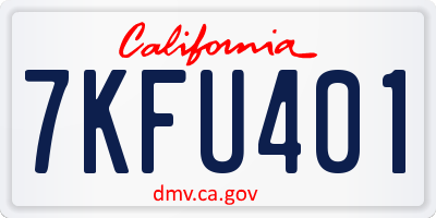 CA license plate 7KFU401