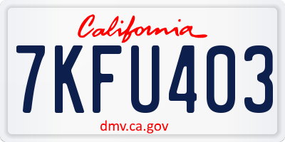 CA license plate 7KFU403