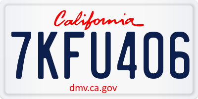 CA license plate 7KFU406