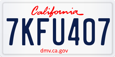 CA license plate 7KFU407