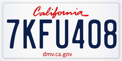 CA license plate 7KFU408