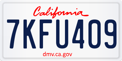 CA license plate 7KFU409