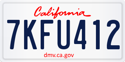CA license plate 7KFU412