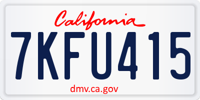 CA license plate 7KFU415