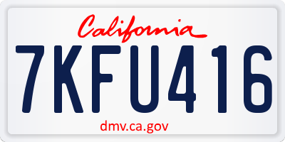 CA license plate 7KFU416