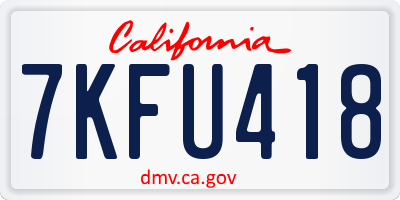 CA license plate 7KFU418