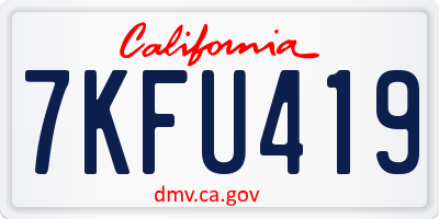 CA license plate 7KFU419