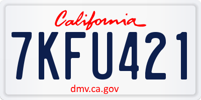CA license plate 7KFU421