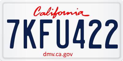 CA license plate 7KFU422