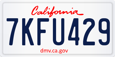 CA license plate 7KFU429