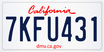 CA license plate 7KFU431