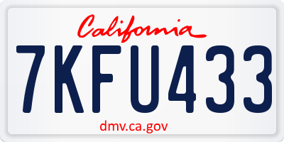 CA license plate 7KFU433