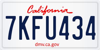 CA license plate 7KFU434
