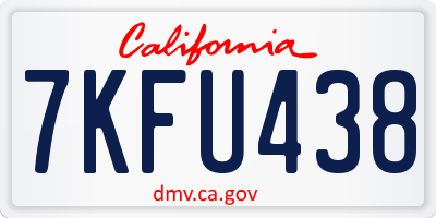 CA license plate 7KFU438