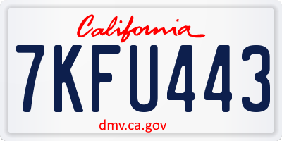 CA license plate 7KFU443