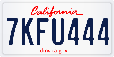 CA license plate 7KFU444