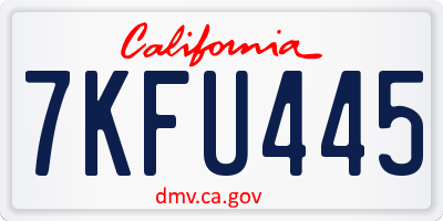 CA license plate 7KFU445
