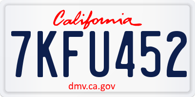 CA license plate 7KFU452