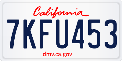 CA license plate 7KFU453