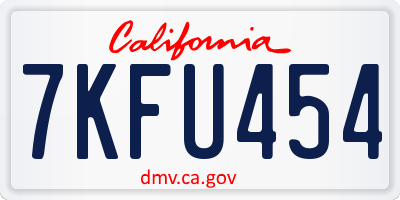 CA license plate 7KFU454