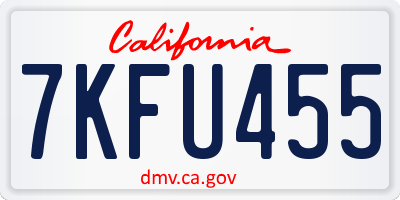 CA license plate 7KFU455