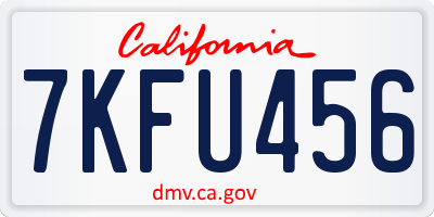 CA license plate 7KFU456