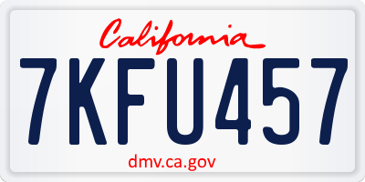 CA license plate 7KFU457
